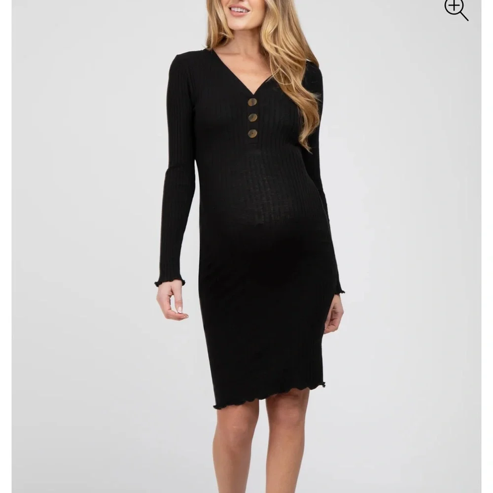 Pinkblush Black Ribbed Maternity Dress - Picture 4 of 6